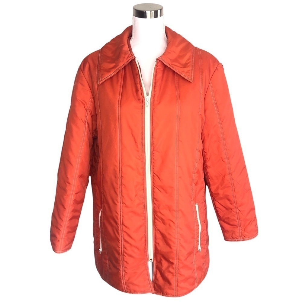 VINTAGE 80s YR Young Rebels Orange Ski Winter Puffer Jacket Size Large